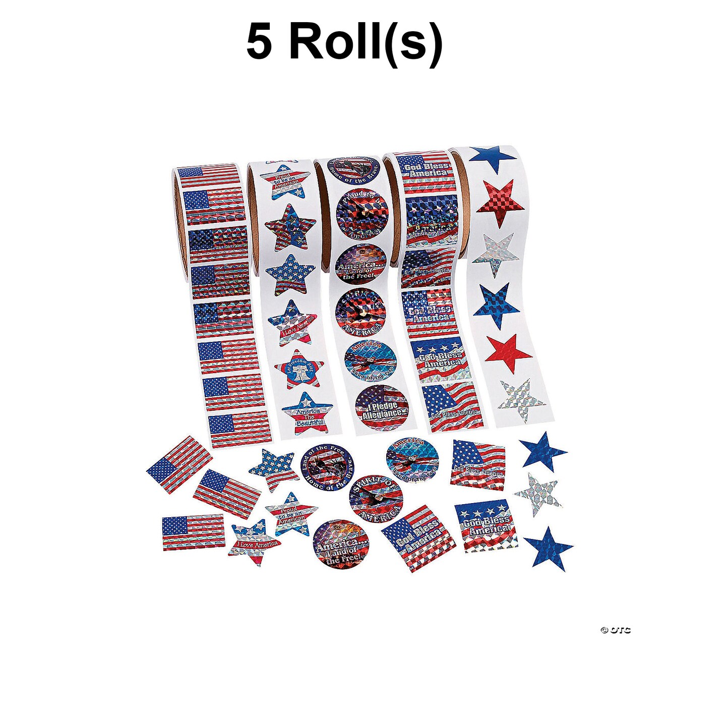 Bulk Classic Patriotic Paper Sticker Roll Assortment 500 Stickers 1 1/2"