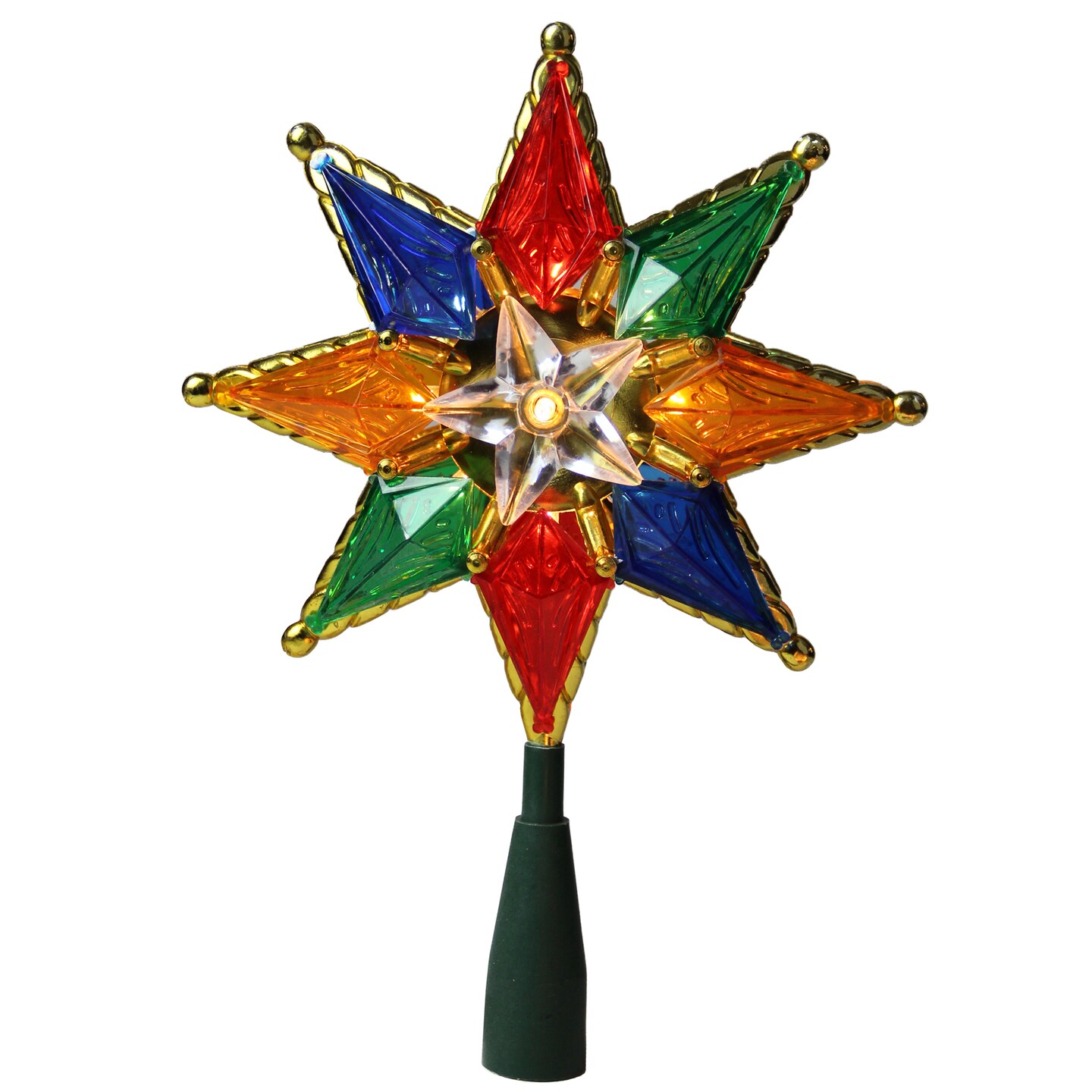 Northlight 8&#x22; Lighted Multi Color 8-Point Star Christmas Tree Topper - Clear Lights