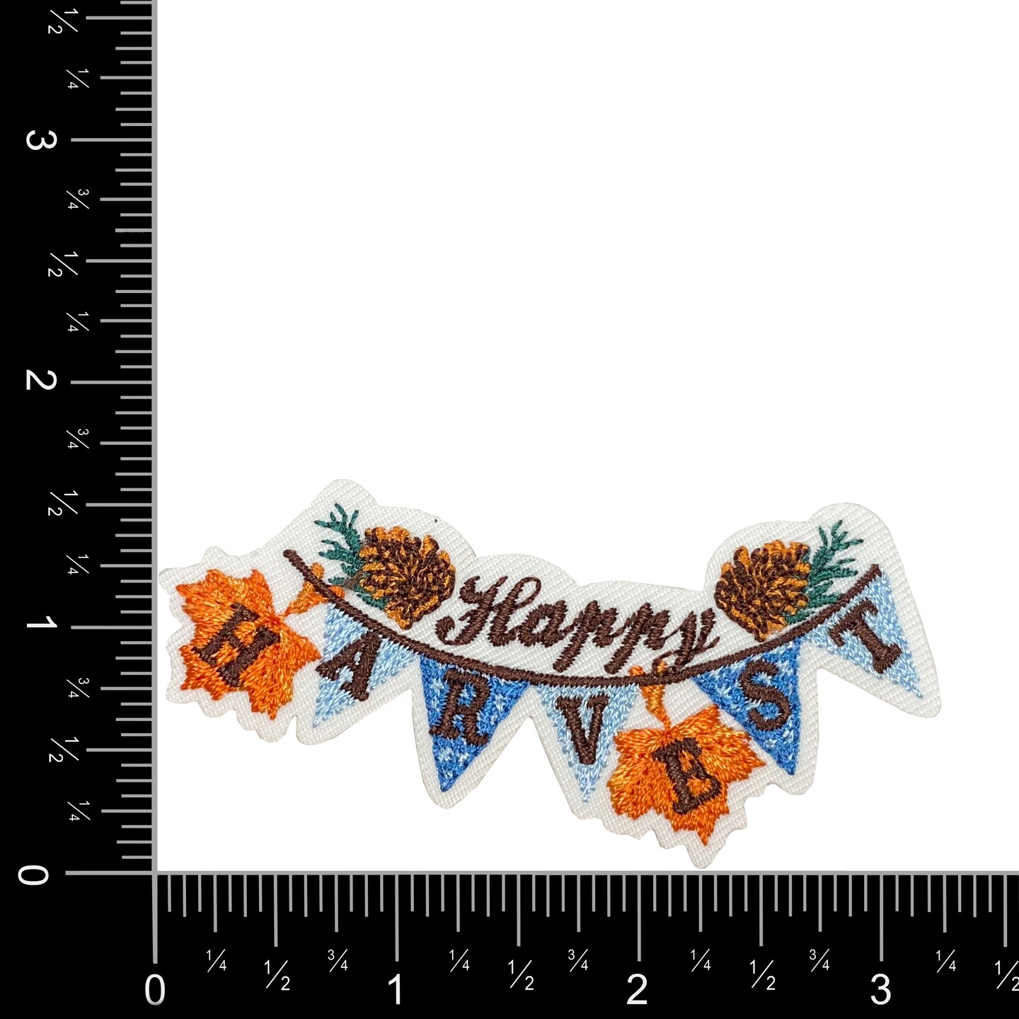 Happy Harvest Fall Banner, Embroidered, Iron on Patch