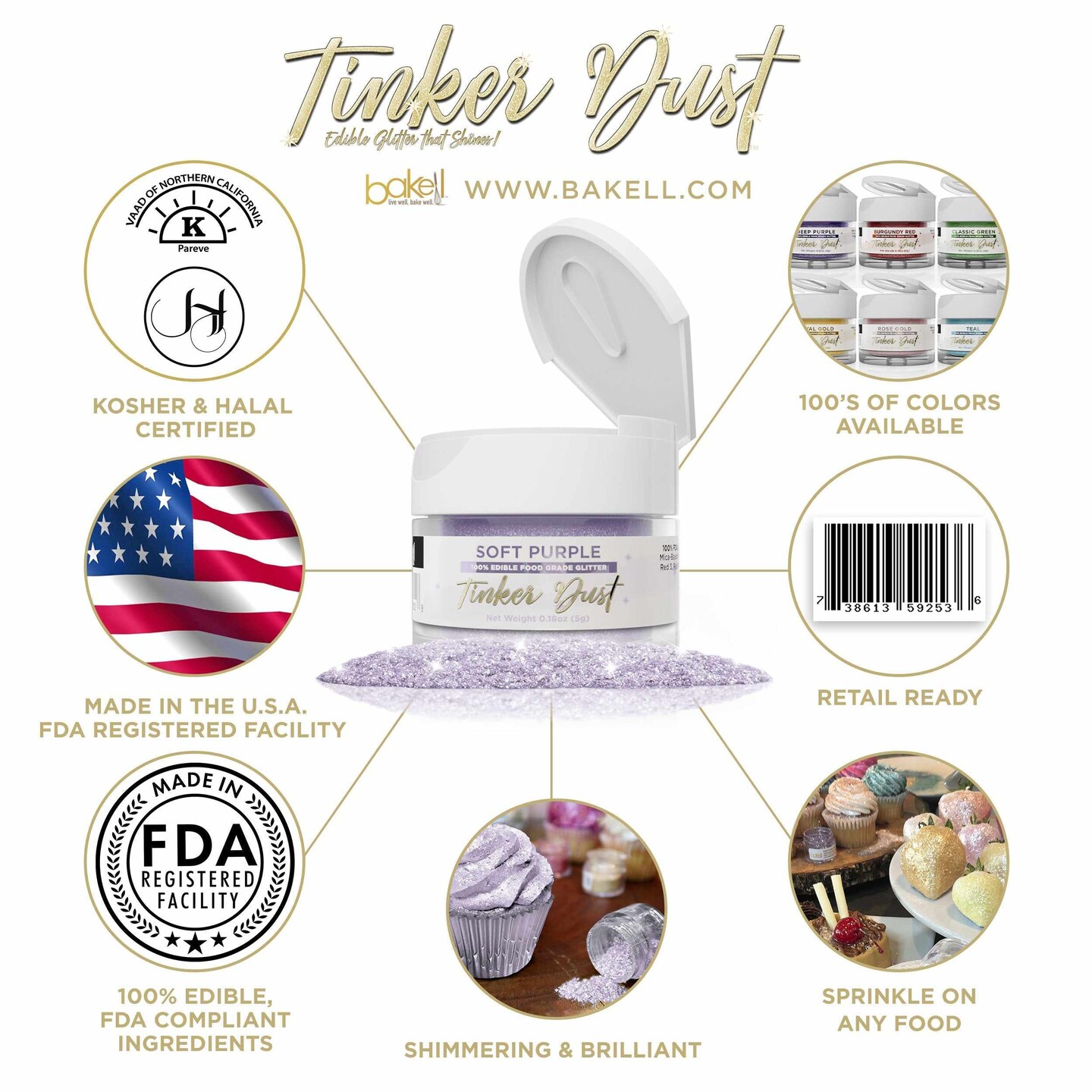 Soft Purple Edible Glitter | Tinker Dust&#xAE; 5 Grams