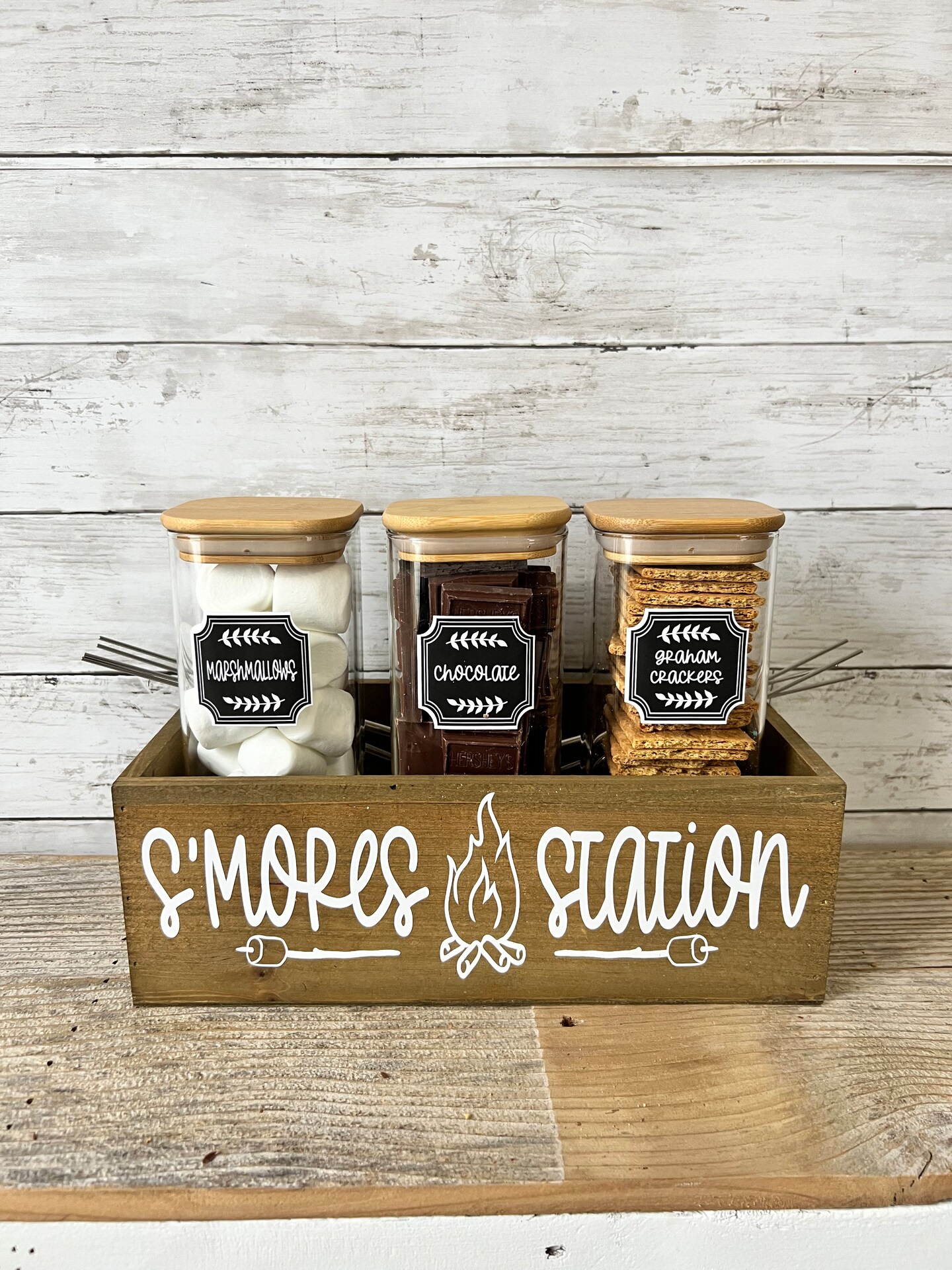 S'mores Station, S'mores station wood box, S'mores wood tray, S'mores ...