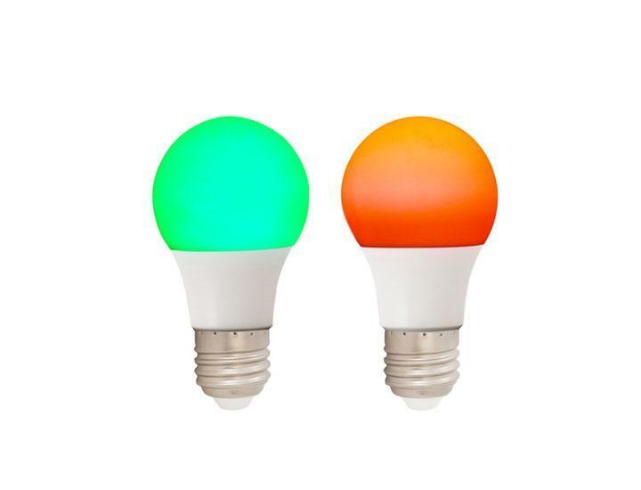 Red and Green Holiday LED Light Bulbs.