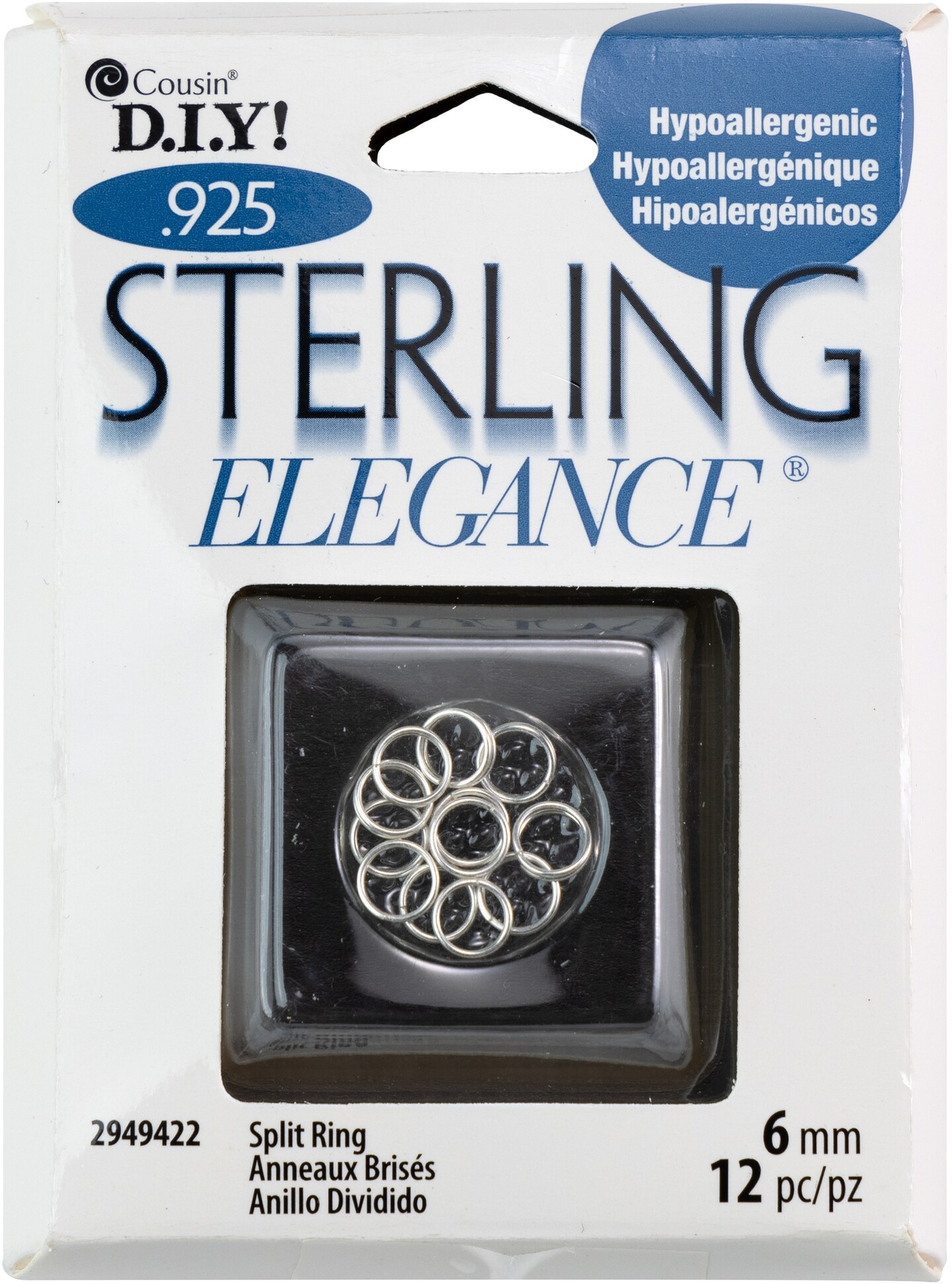 Cousin Sterling Elegance Genuine 925 Silver Beads & Findings-Split Rings 6mm 12/Pkg