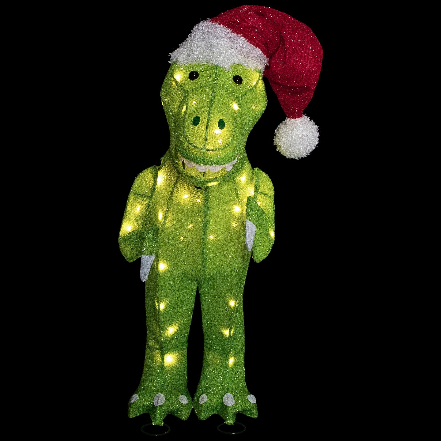 Northlight LED Lighted Tinsel Santa T-Rex Dinosaur Outdoor Christmas Decoration - 30&#x22; - Warm White