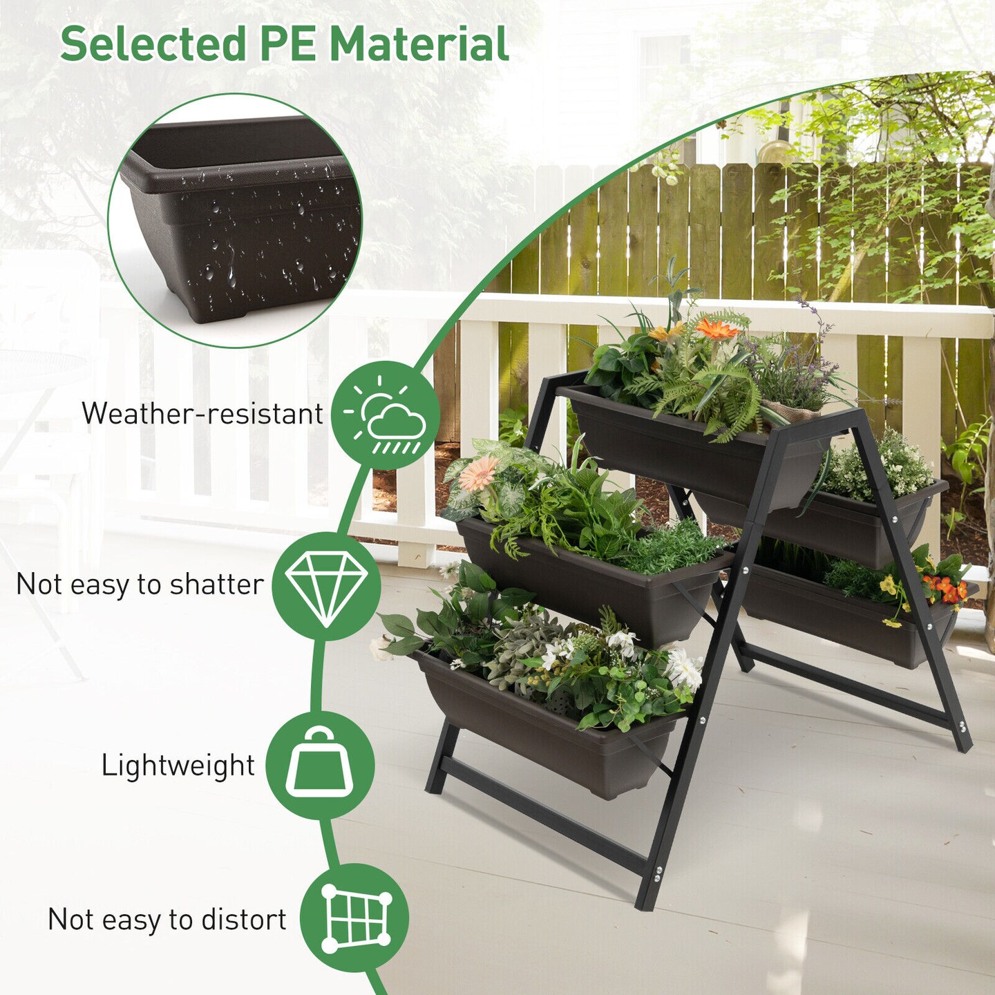 3-tier Vertical Raised Garden Bed With 5 Plant Boxes