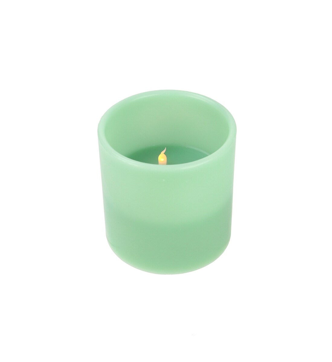 Northlight 6&#x22; Sage Green Battery Operated Flameless LED 3-Wick Flickering Wax Pillar Candle