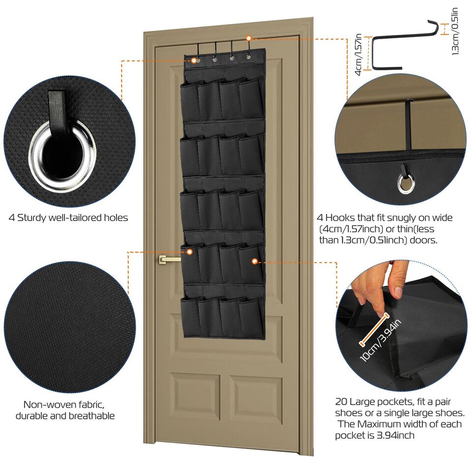 Over The Door Shoe Organizer Rack 20 Pockets Hanging Storage