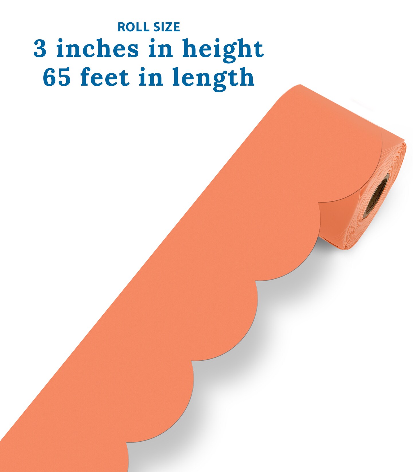 Carson Dellosa 65Ft of Orange Bulletin Board Borders, 1 Roll of Scalloped Trim for Rolling Whiteboard, Cork and Posterboard, Party, Halloween, Office Decorations, and Classroom Decor