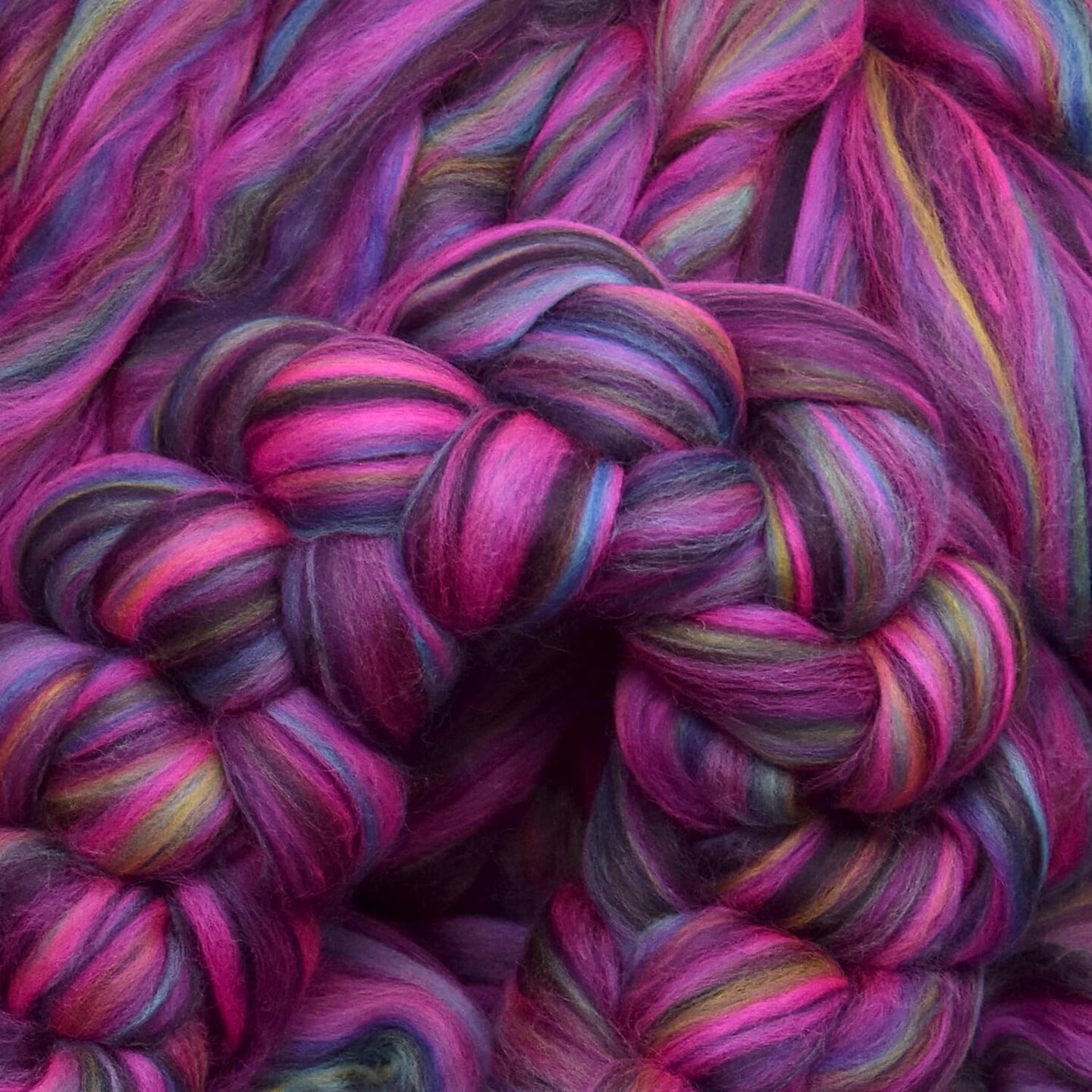 Colorful Designer Merino Wool Combed Top Roving for Spinning and Felting. Limited Edition. Night Fever