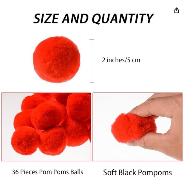 Red Pom Poms Christmas Faux Fur Pompom Ball Acrylic Large Red