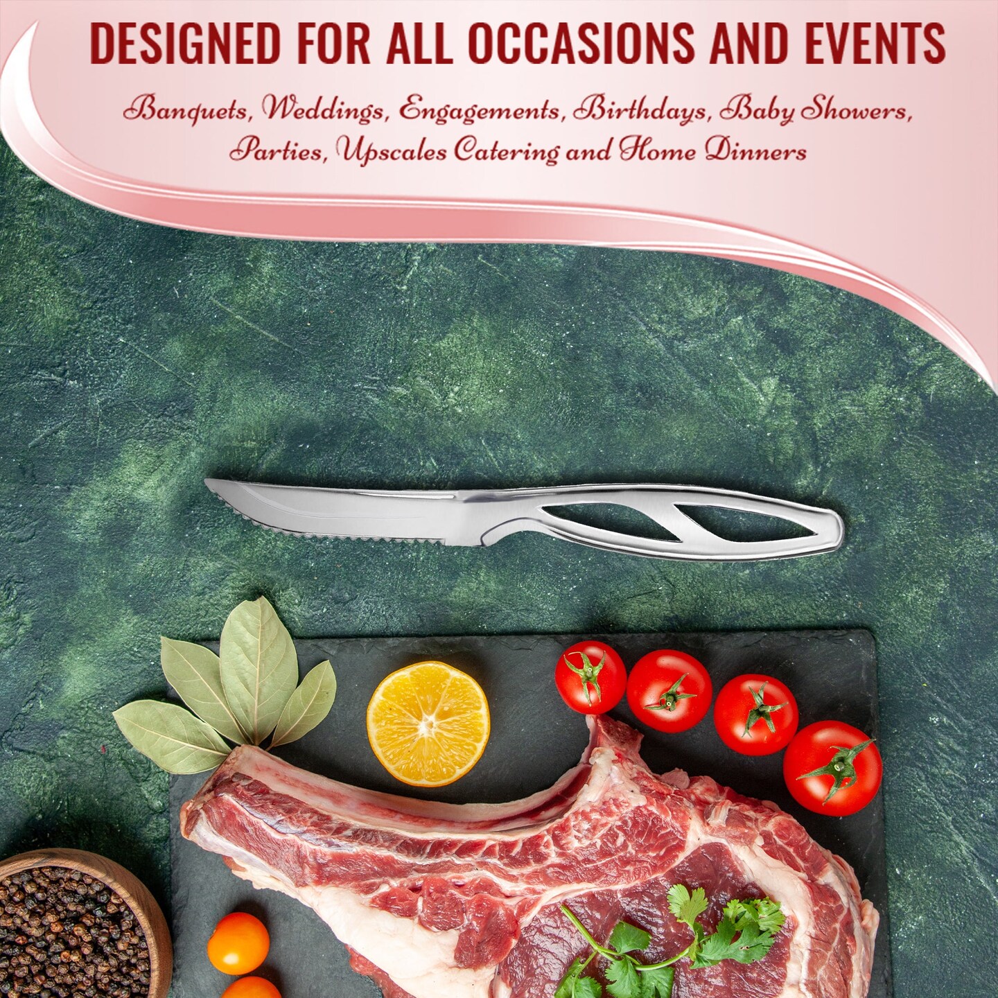 Silver Disposable Plastic Steak Knives (360 Knives)