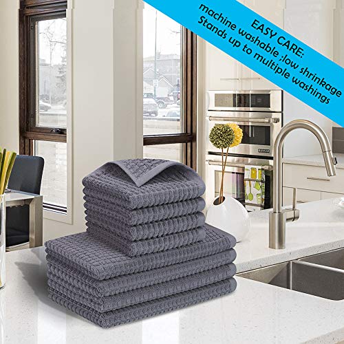 8 Pieces Kitchen Dish Towels ,100% Cotton Dish Cloths, Super Soft,Super Absorbent and Quick Drying Anti Odor,Very Suitable for Kitchen Cooking and Cleaning Kitchenware Washing,Drying Dishes (Gray)