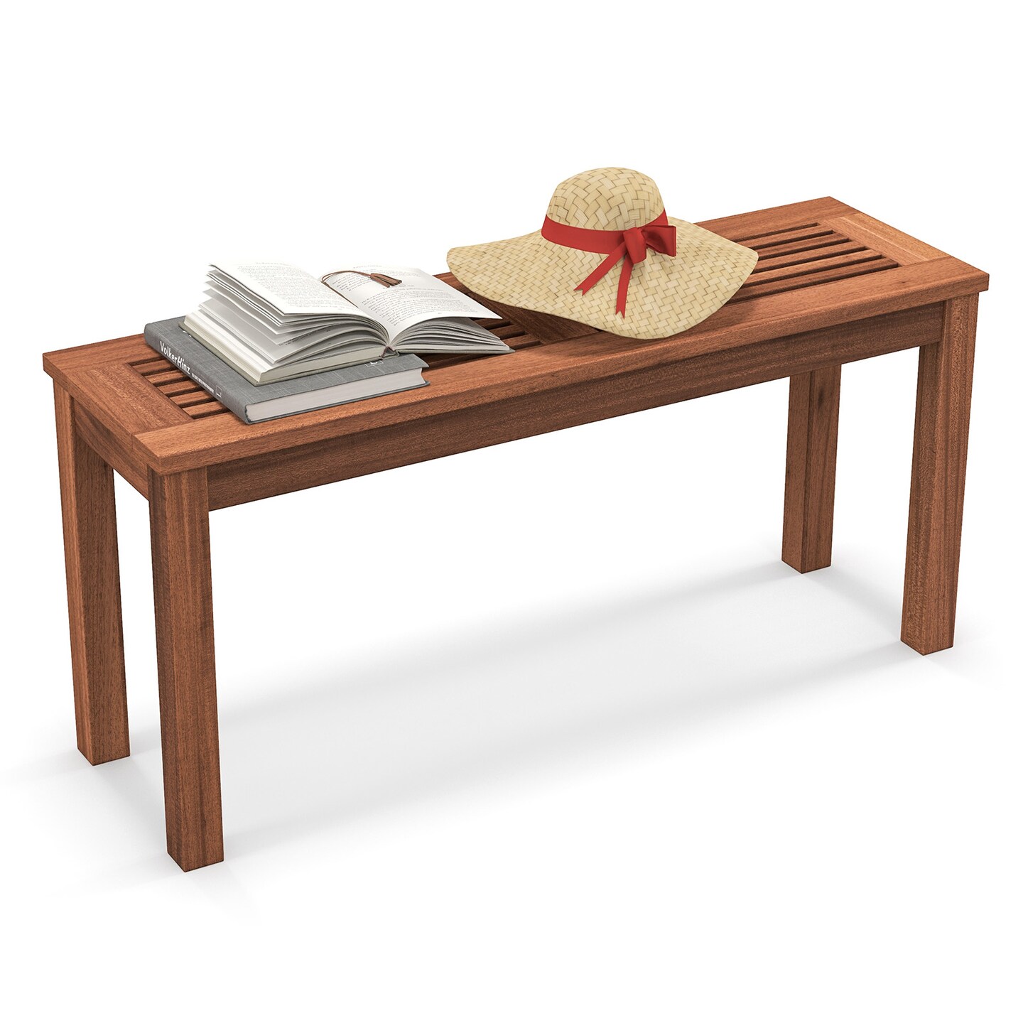 2-seater Patio Backless Dining Bench With Breathable Slatted Seat