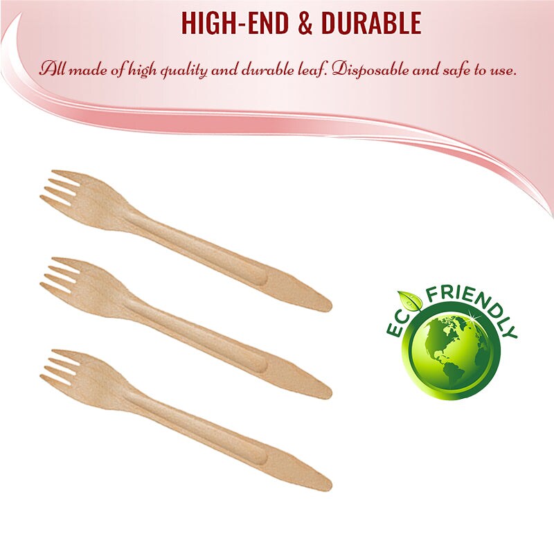 Natural Birch Eco-Friendly Disposable Dinner Forks (600 Forks)