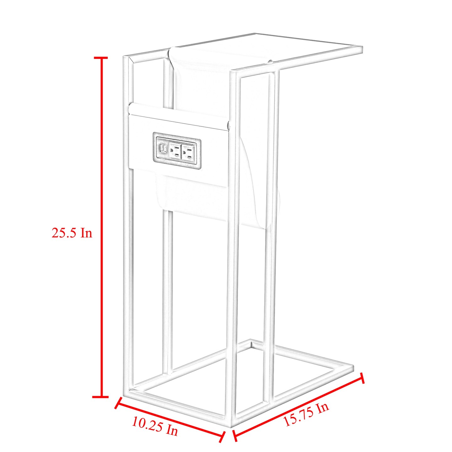 Tregal C-Table with Magazine Holder, USB Port &#x26; Wall Plug