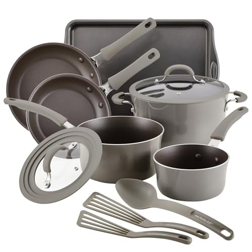 Rachael   Ray 11-Pc. Cook + Create Cookware Set Grey-