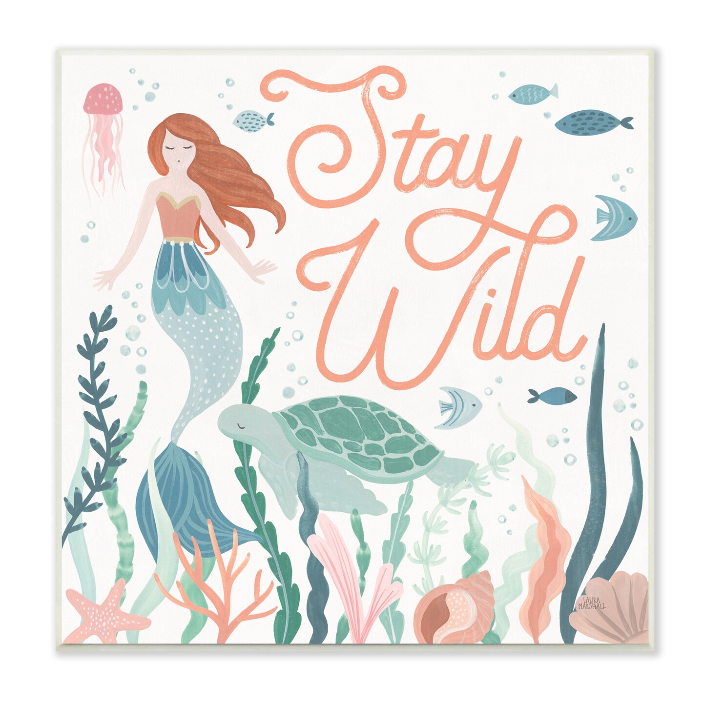 Stupell Industries Stay Wild Seafloor Mermaid Wall Plaque Art