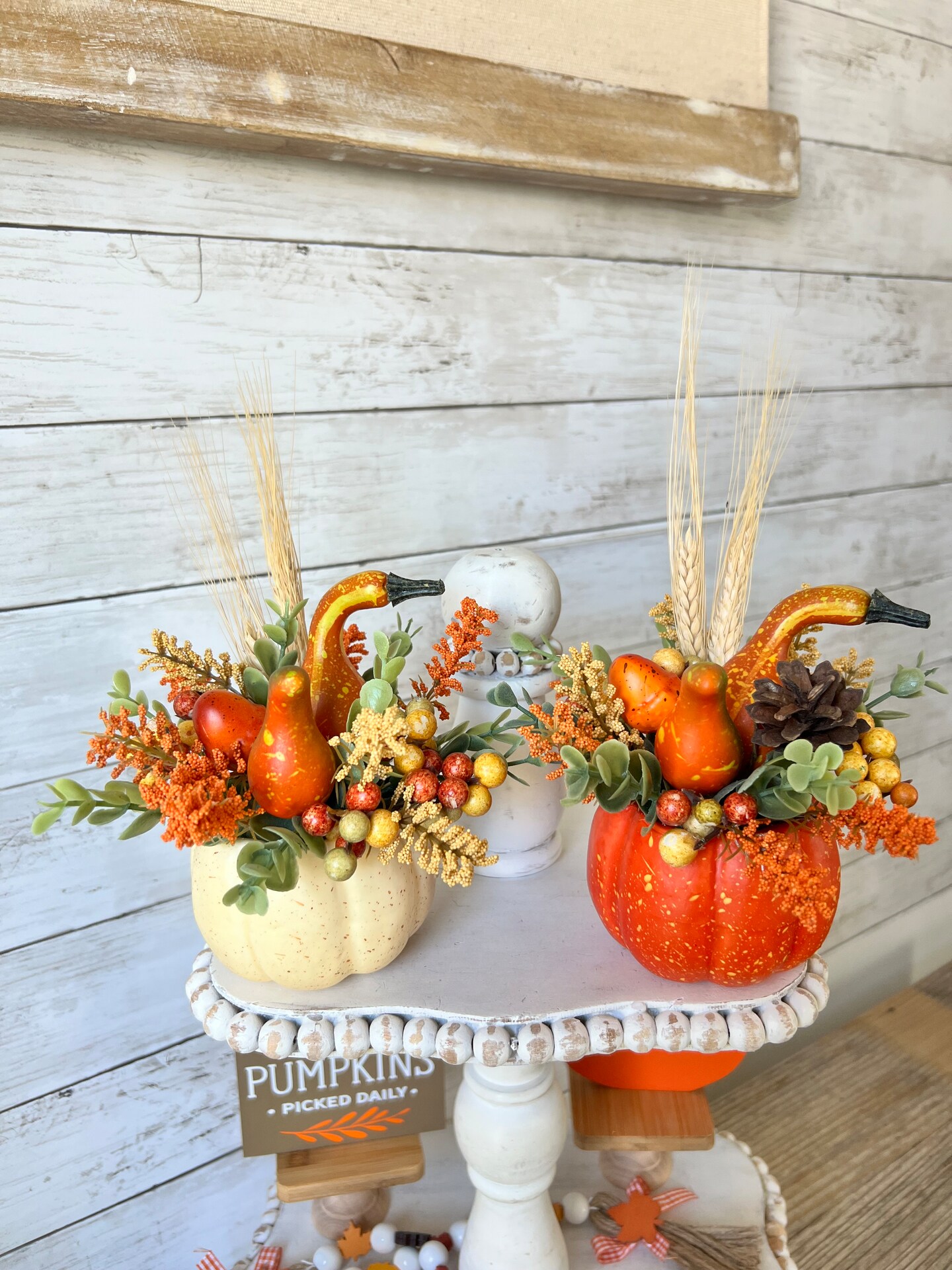 Fall tiered Tray mini floral arrangement, farmhouse fall home decor ...