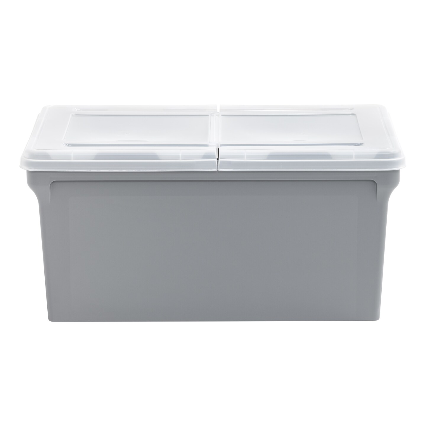 Wing-Lid Latter Size File Organizer Box, Gray with Clear Lid, Pack of 4