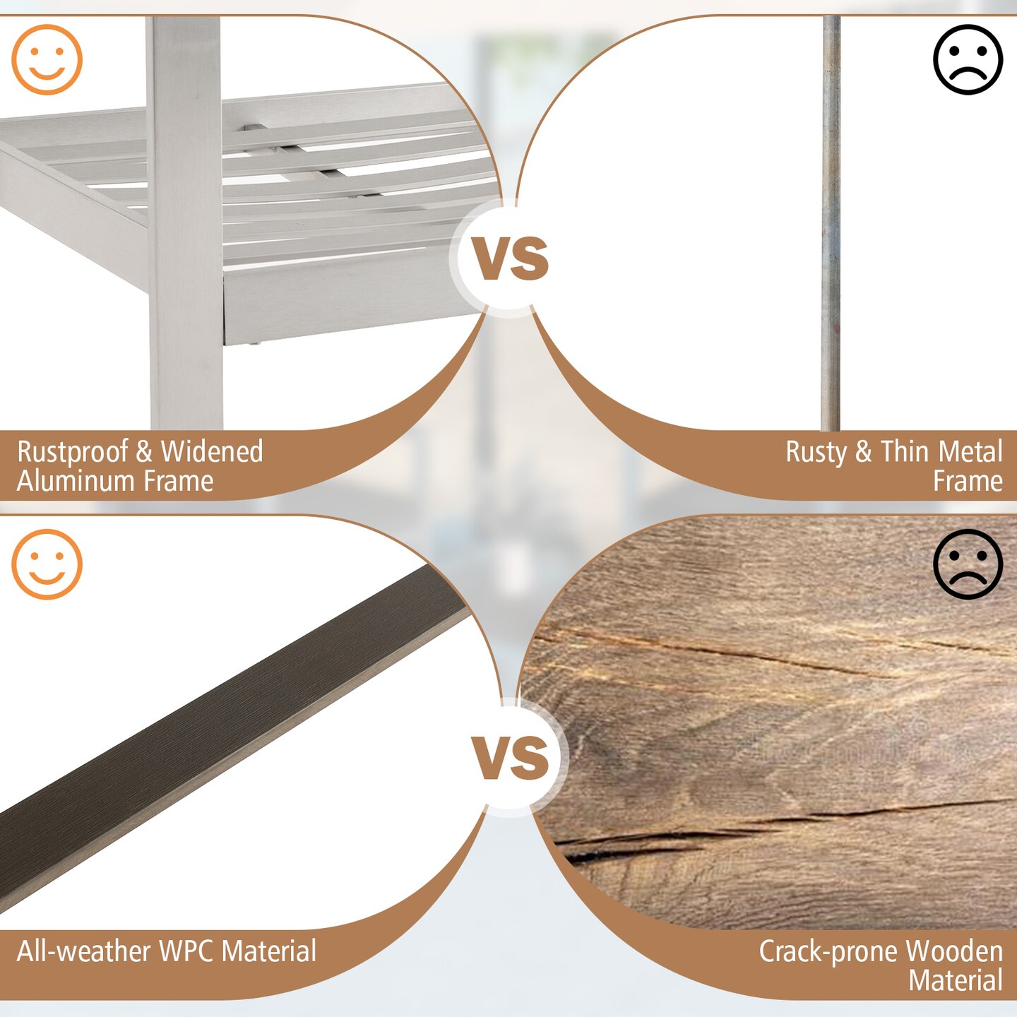 Costway Patio Aluminum Armchair Outdoor Single Sofa Chair with Cushions & Armrests Lawn