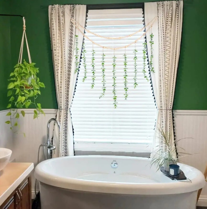 Boho Wall Decor Artificial Hanging Eucalyptus Wooden Beads Garland Eucalyptus Greenery Decoration for Bedroom Bathroom, Living Room, Office, Home, Wedding