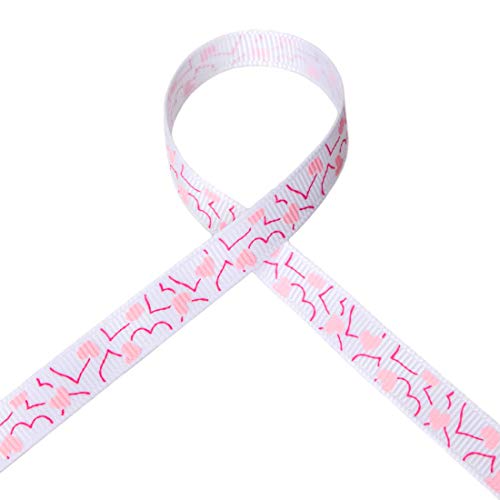 Ribbli Grosgrain Heart Valentine&#x27;s Day Ribbon,3/8 Inch,10-Yard Spool,White/Hot Pink/Pearl Pink,Use for Valentine&#x27;s Day,Anniversary Wrapping,Party Decoration