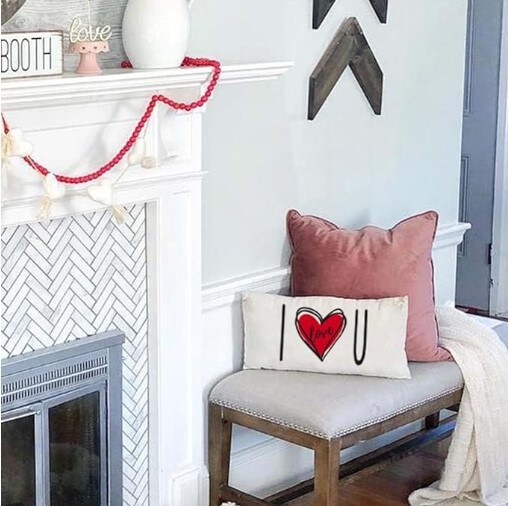 Modern Farmhouse Anniversary Valentine Decorative Lumbar Throw Pillows Cushion Case Decorations for Couch Valentine&#x27;s Day Pillow Covers 12X20 Heart I Love You for Valentines Day Decor