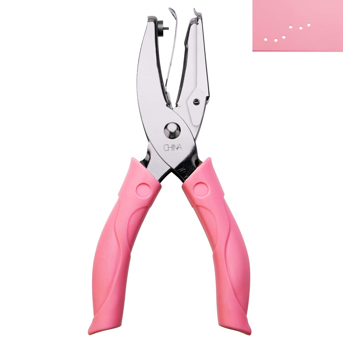 1mm Hole Punch Hole Puncher Paper Punch Punchers with Pink Grip for Craft Paper (Small Circle)