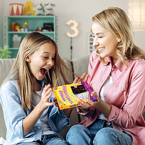 60 Pieces Rainbow Magic Scratch Off Art Crafts Set Supply Drawing Note Kit for Girls Boys Toddler Party Favor Activity Game Birthday Christmas Easter Toy Gift