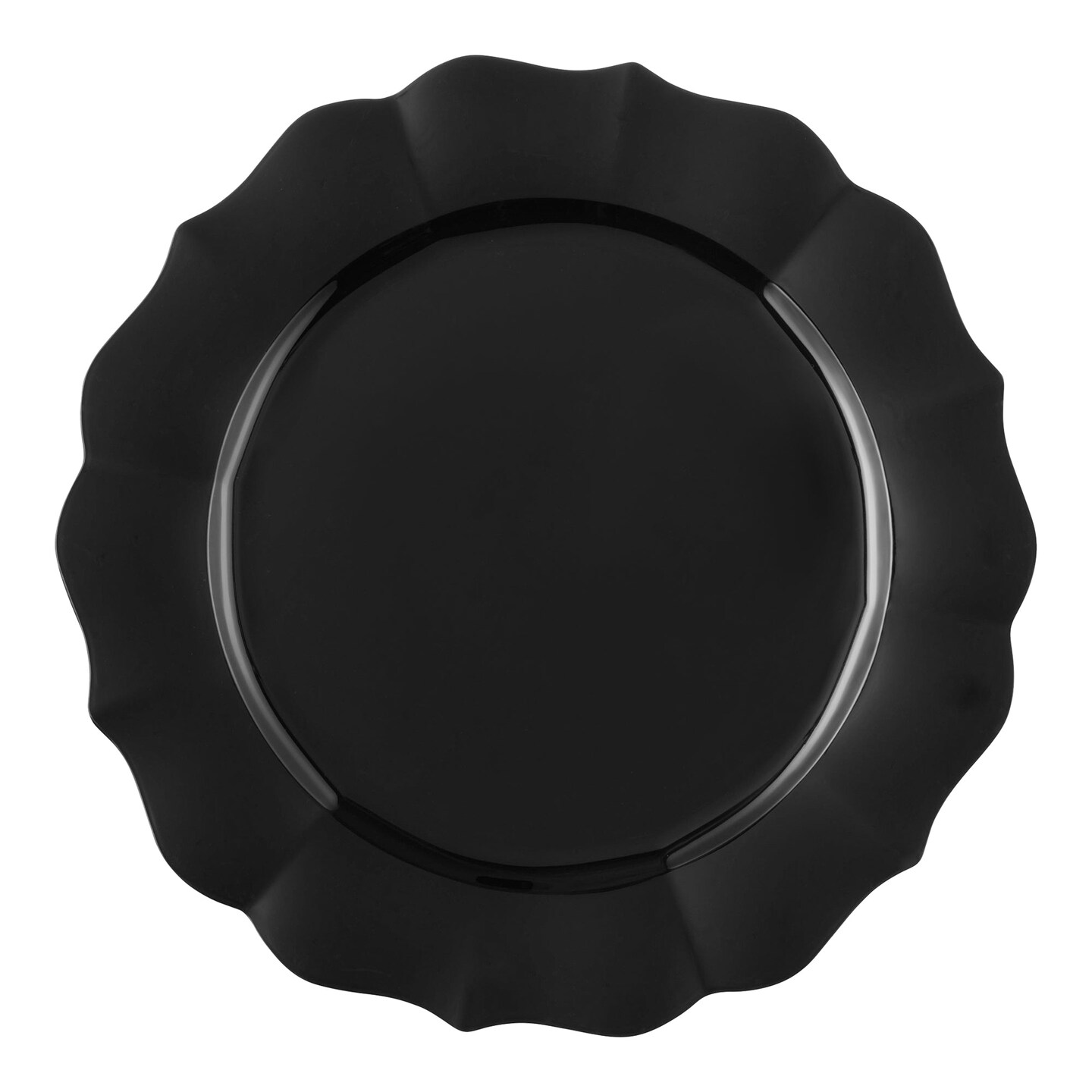 Black Round Lotus Plastic Dinner Plates - 10.25" (120 Plates)