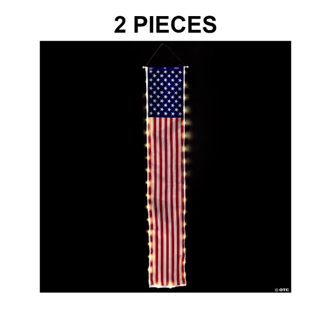 Patriotic Light-Up Flag Banner Set &#x2013; 2 Pc.