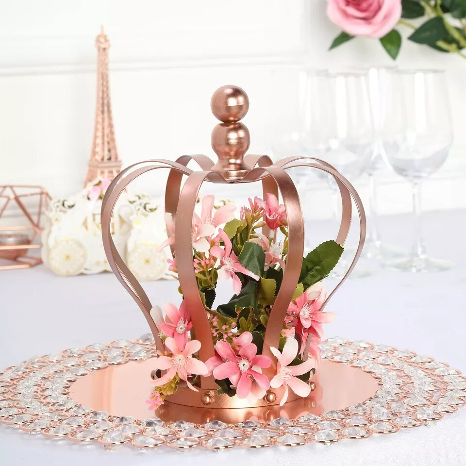 ROSE GOLD 9&#x22; tall Metal Crown Cake Topper Cupcake Events Centerpiece