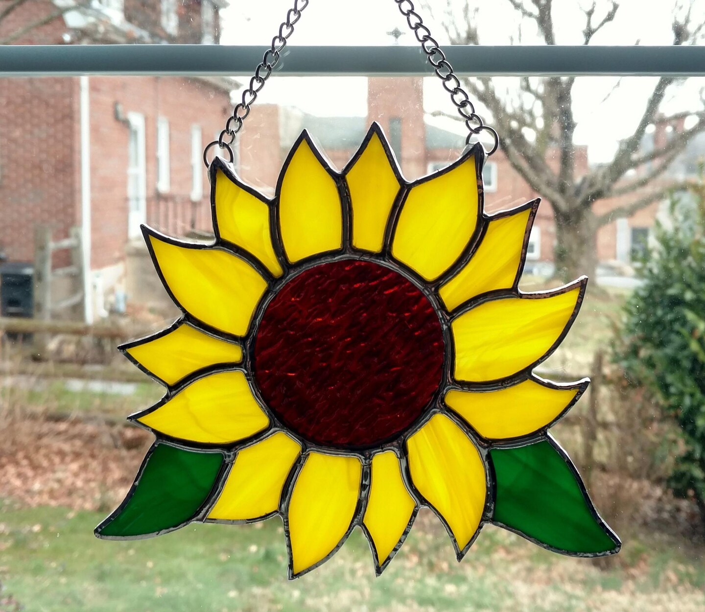product name is Stained Glass Sunflower Suncatcher