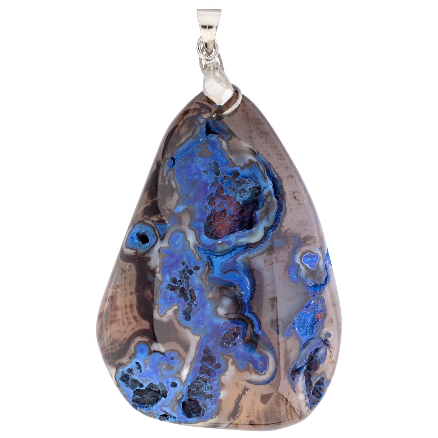 Earth&#x27;s Jewel 50mm Blue Semi-Precious Agate Pendant