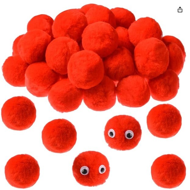 Red Pom Poms Christmas Faux Fur Pompom Ball Acrylic Large Red