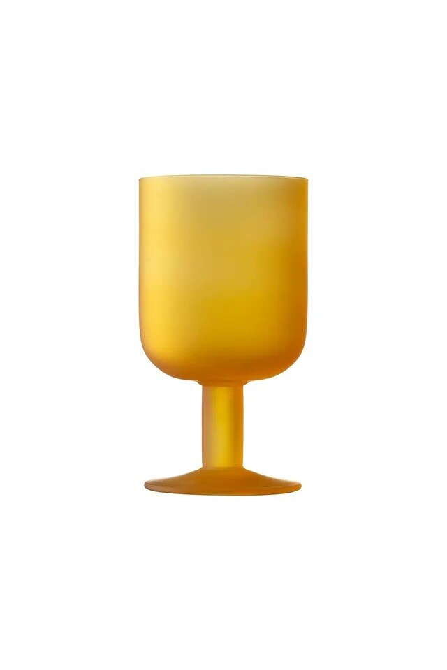 Elle Decor Frosted Glass Goblets Set of 4, 8.2 Ounce Capacity - Amber