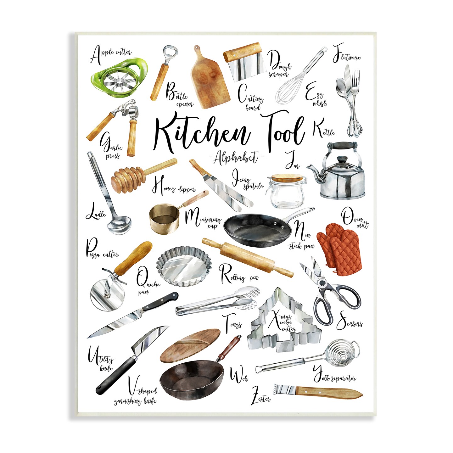Stupell Industries ABCs Kitchen Tool Alphabet Wall Plaque Art