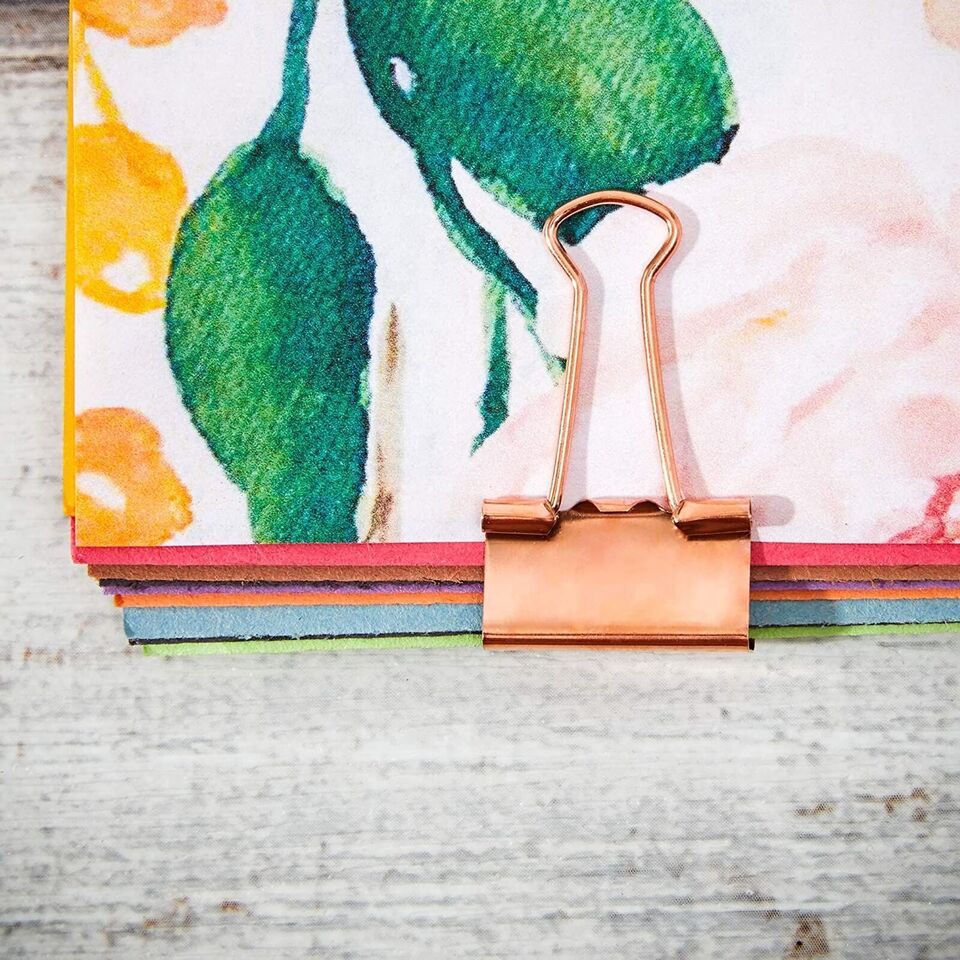 100 Pack Small Binder Clips 3/4 Inch, Rose Gold Paper Clamp.