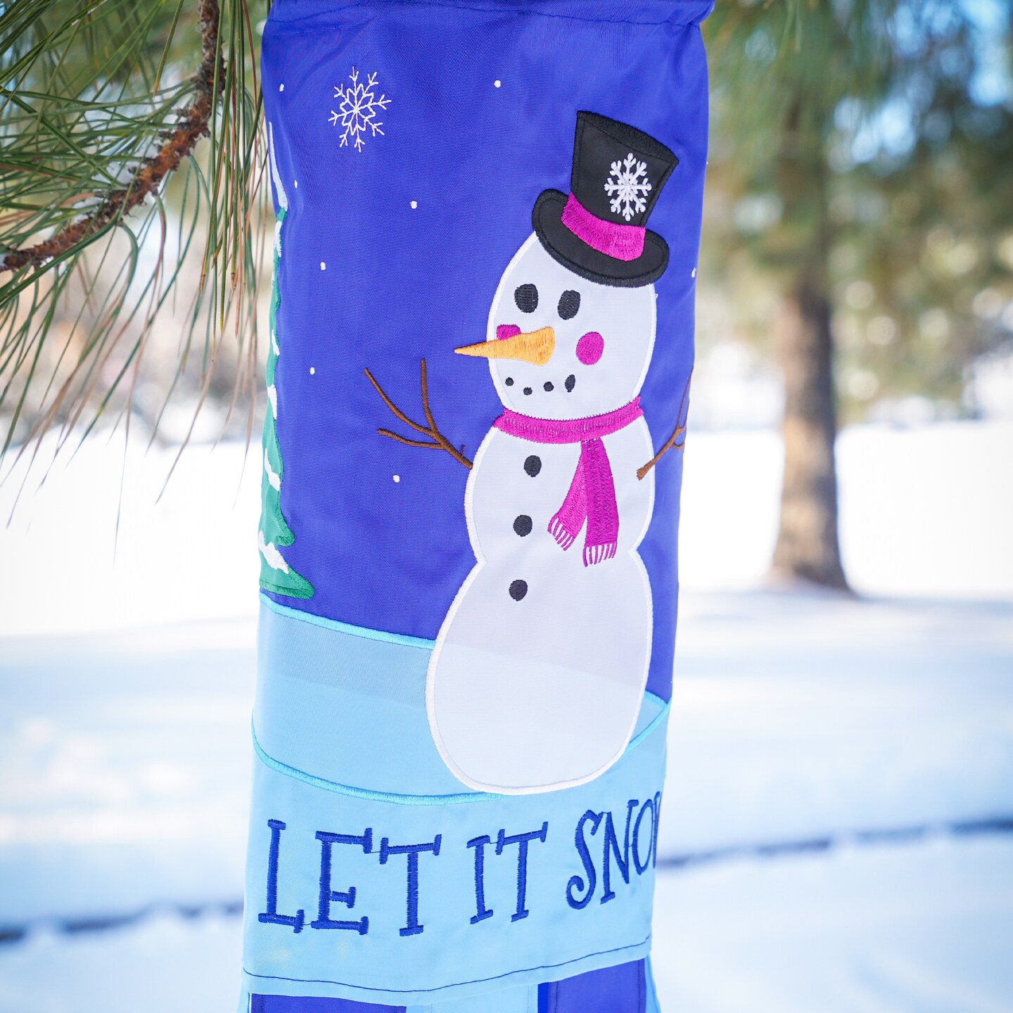 In the Breeze Let it Snow 40 Inch Windsock - Hanging Winter Decoration - Outdoor Holiday décor