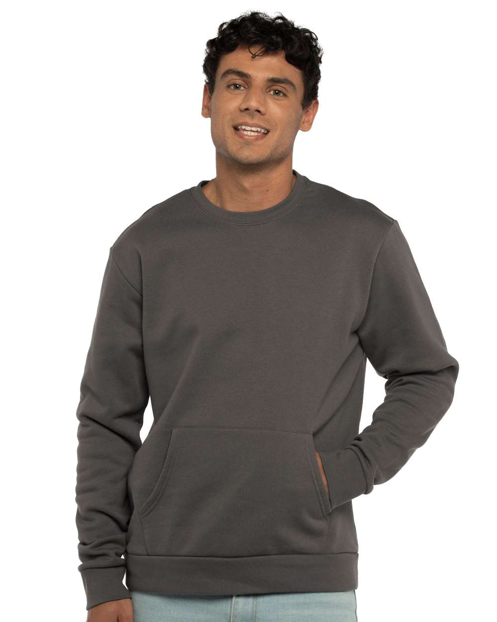 Next Level® Santa Barbara Pocket Crewneck Long Sleeve Sweatshirt