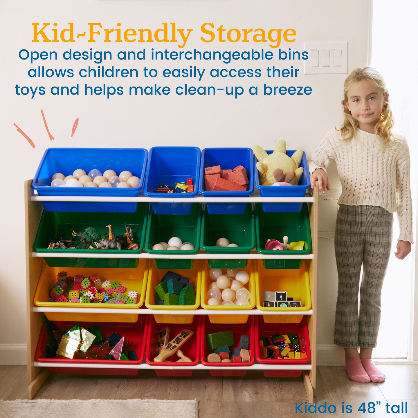 4-Tier Organizer with 16 Bins, Toy Storage