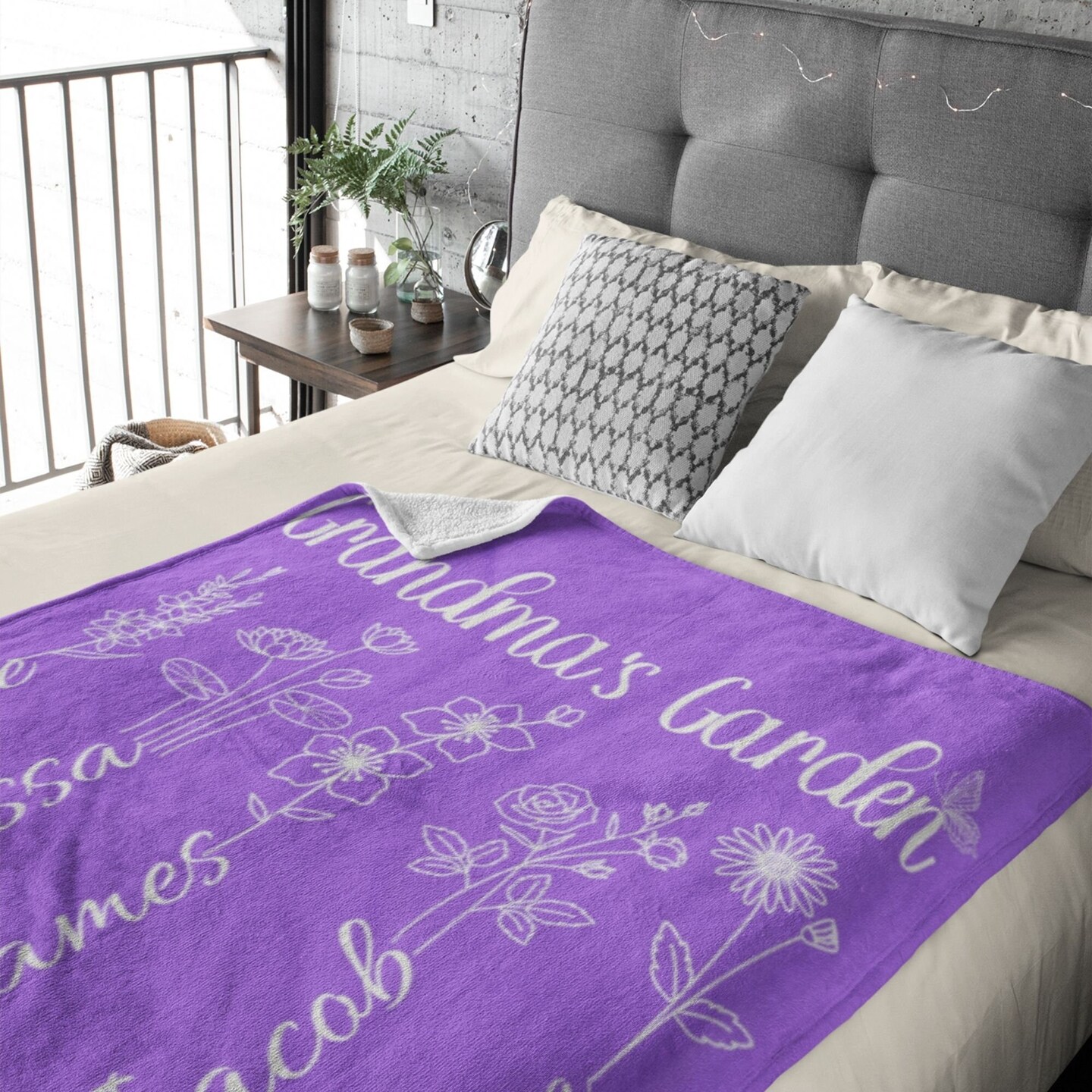Grandma's Garden blanket, Birth flower blanket, Gift for grandma, Custom blanket with kids name, Customizable blanket, Personalized blanket