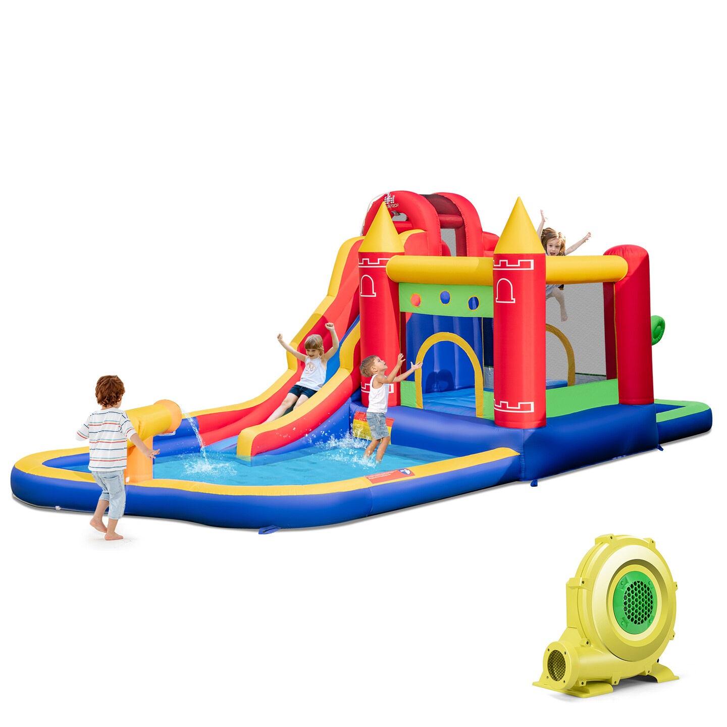 Inflatable Water Slide Bounce House with Splash Pool Ball Pit Climbing Wall