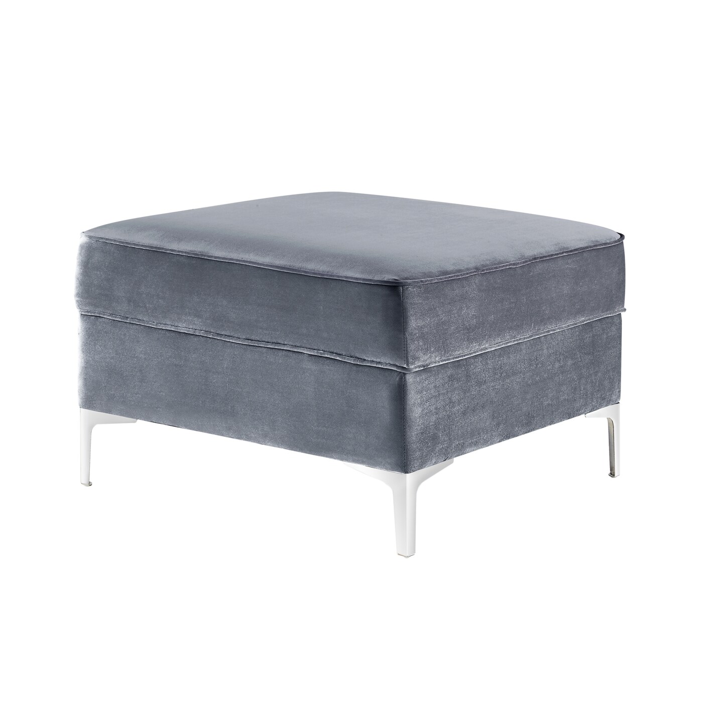 Olivia Velvet Metal Y-Leg Square Storage Ottoman