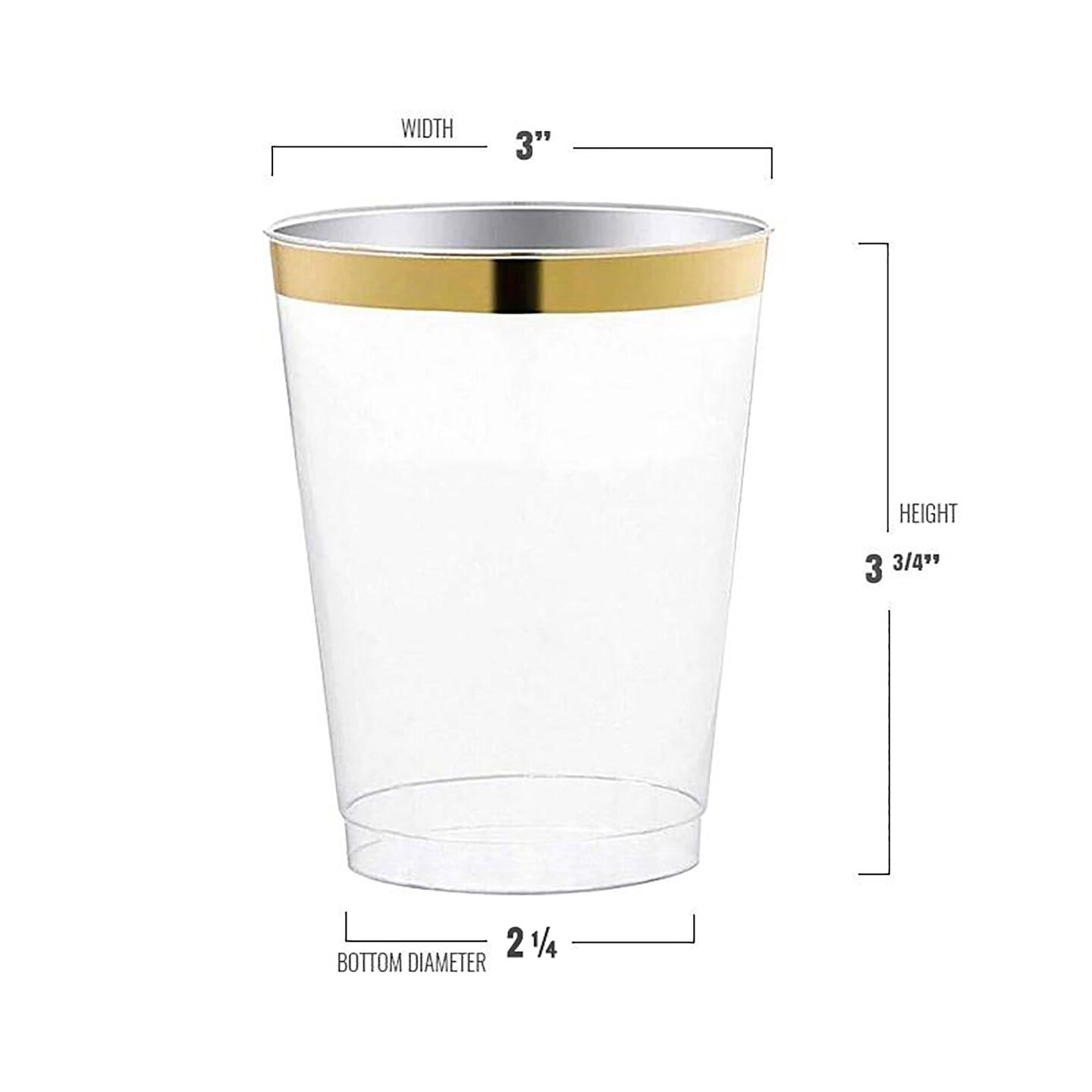 Clear with Metallic Gold Rim Round Tumblers - 10 Ounce (336 Cups)