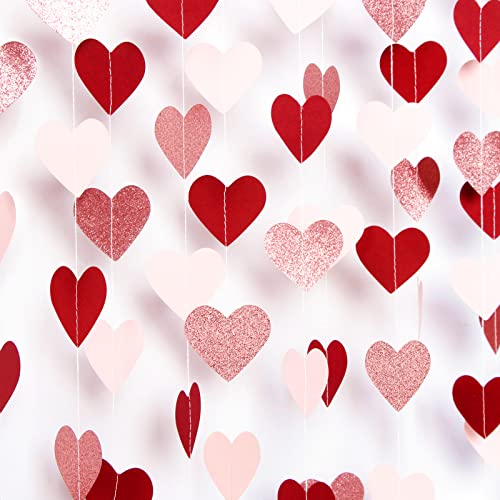 Bridal Shower Red Heart Garlands Double Sided Paper Hanging Streamers For  Mother's Day Wedding Bachelorette Party