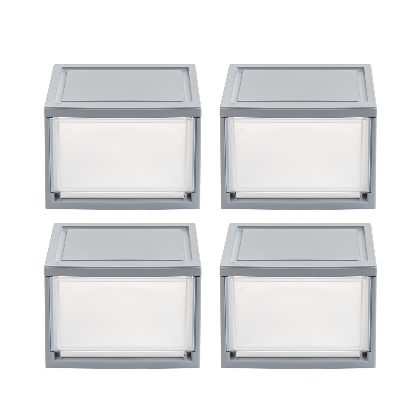 IRIS USA 4Pack 14 Quart Stackable Clear View Plastic Storage Drawer, Gray
