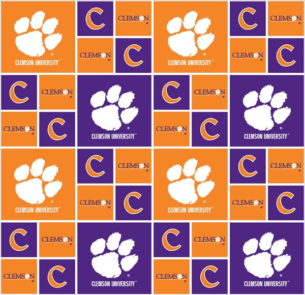 Sykel Enterprises-Clemson University Cotton Fabric-Clemson Tigers Geometric Cotton Quilting Fabric