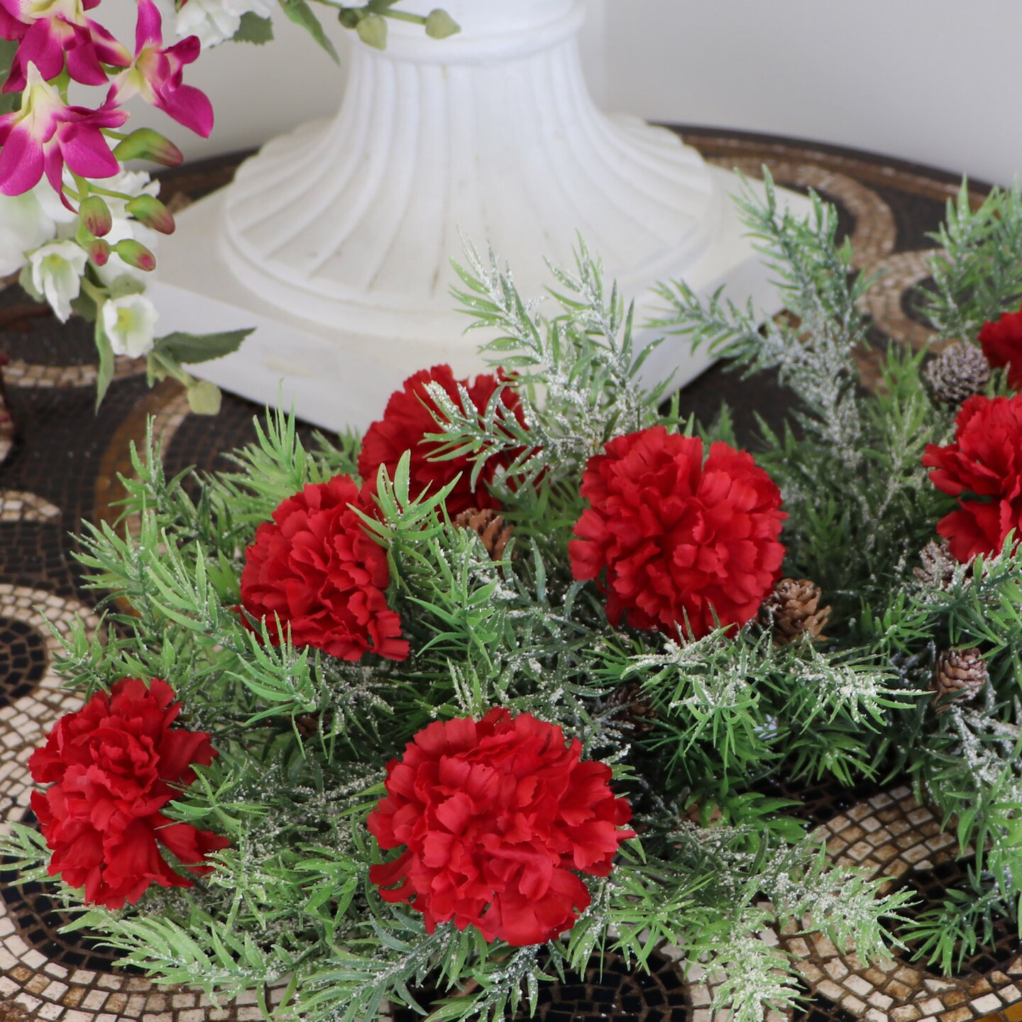 5&#x22; Burgundy Carnation Flower Picks - Set of 200, 3.5&#x22; Wide Lifelike Silk Blooms, Perfect for Floral Arrangements, Events &#x26; D&#xE9;cor - Ideal for All Seasons, Floral Home by Artificial Flowers