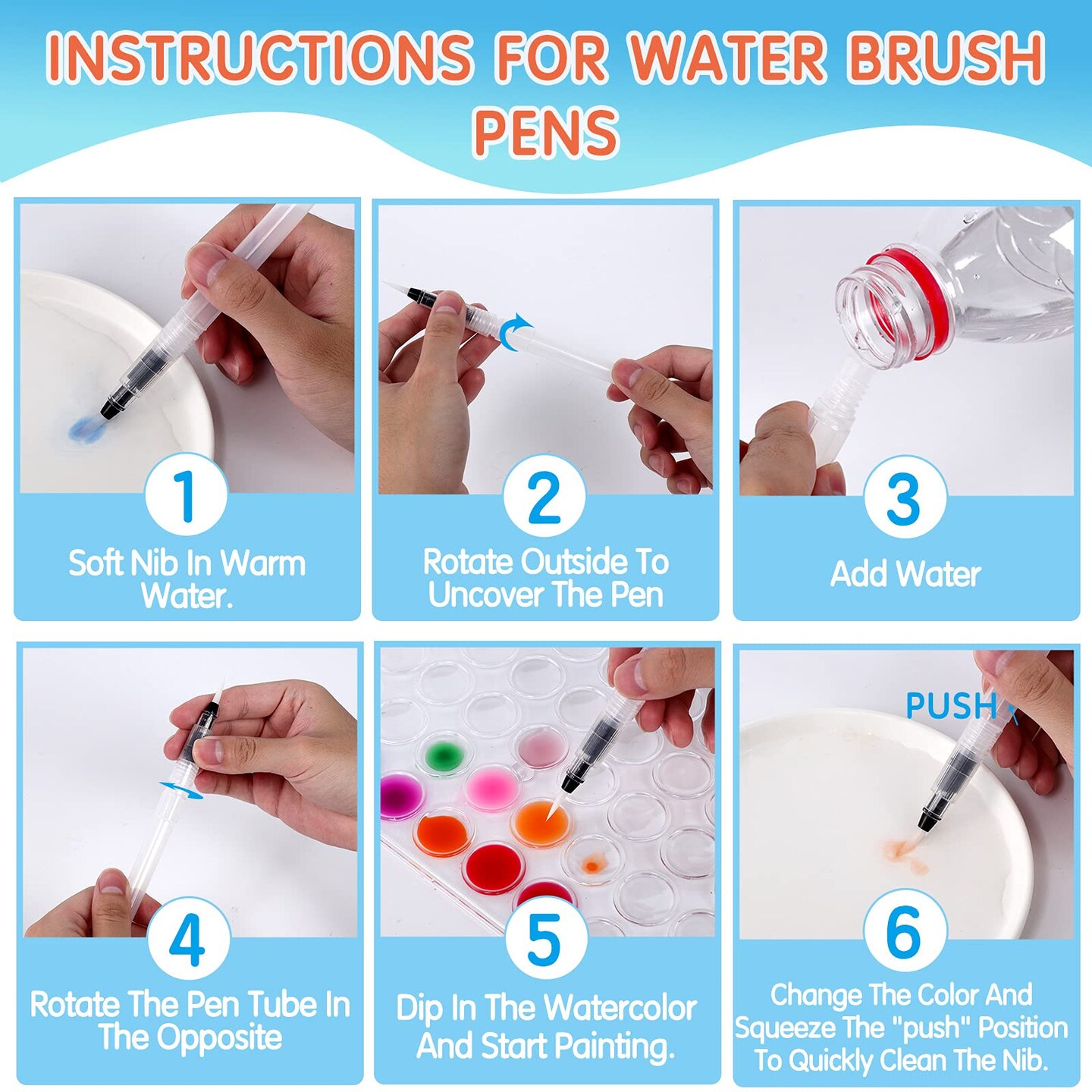 48 watercolor set, Washable Paint Set, 6 Brush, 6 Refillable Water Brush Pen, Drawing Pad, Palette, Watercolor Set for Kids Adults Artist Beginners, Water Color Paint Sets for Kids